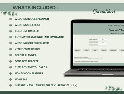 Digital Wedding Planner Spreadsheet