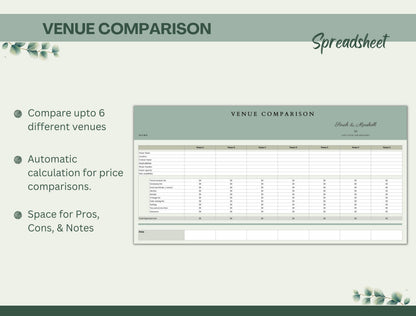 Digital Wedding Planner Spreadsheet
