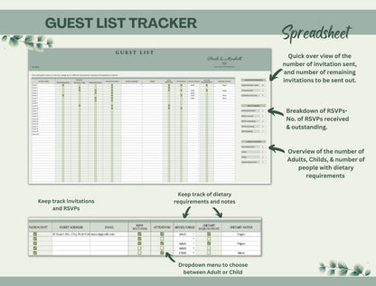 Digital Wedding Planner Spreadsheet