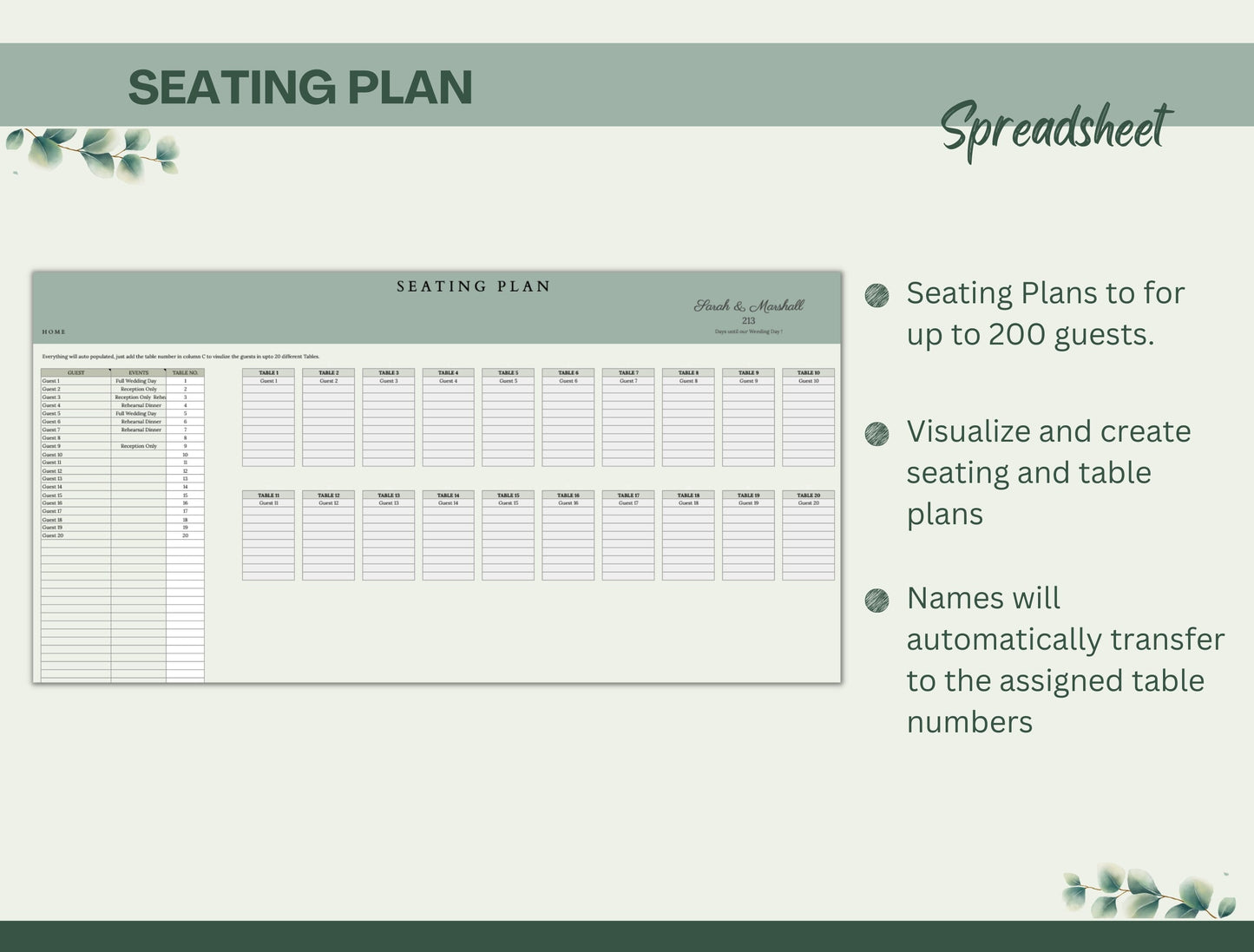 Digital Wedding Planner Spreadsheet