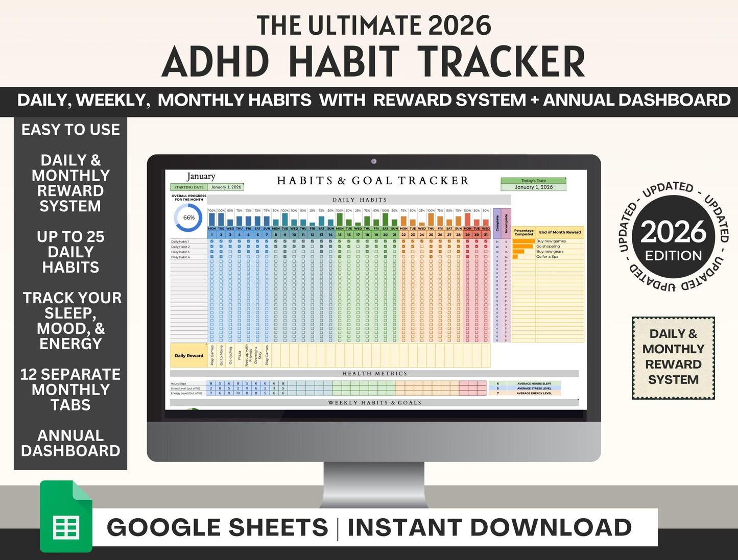 2026 ADHD Habit Tracker
